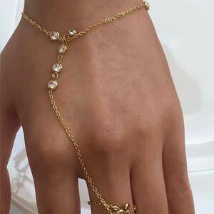 Elegant Gold Hand Chain with Crystals